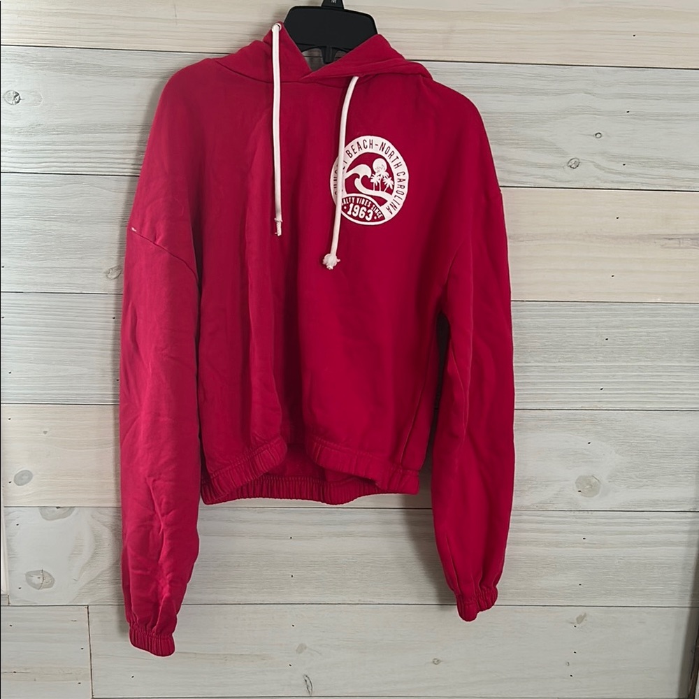Red Sunset Beach Graphic Hoodie
